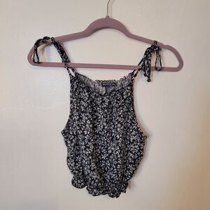 Brandy Melville Floral Black and White Tank Top Size Small